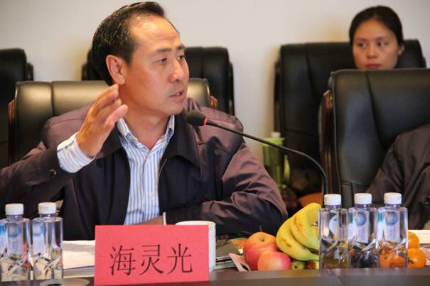 海南省內(nèi)蒙古商會會長、內(nèi)蒙古農(nóng)牧業(yè)產(chǎn)業(yè)化龍頭企業(yè)協(xié)會海南辦事處主任海靈光介紹對接情況.JPG